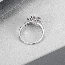 MONALLY 1 chiếc nhẫn thép không gỉ cao cấp màu hồng hoa anh đào đính đá Cubic Zirconia, quà tặng sinh nhật, hẹn hò, ngày Valentine cho nữ. - Hồng - Xem 4