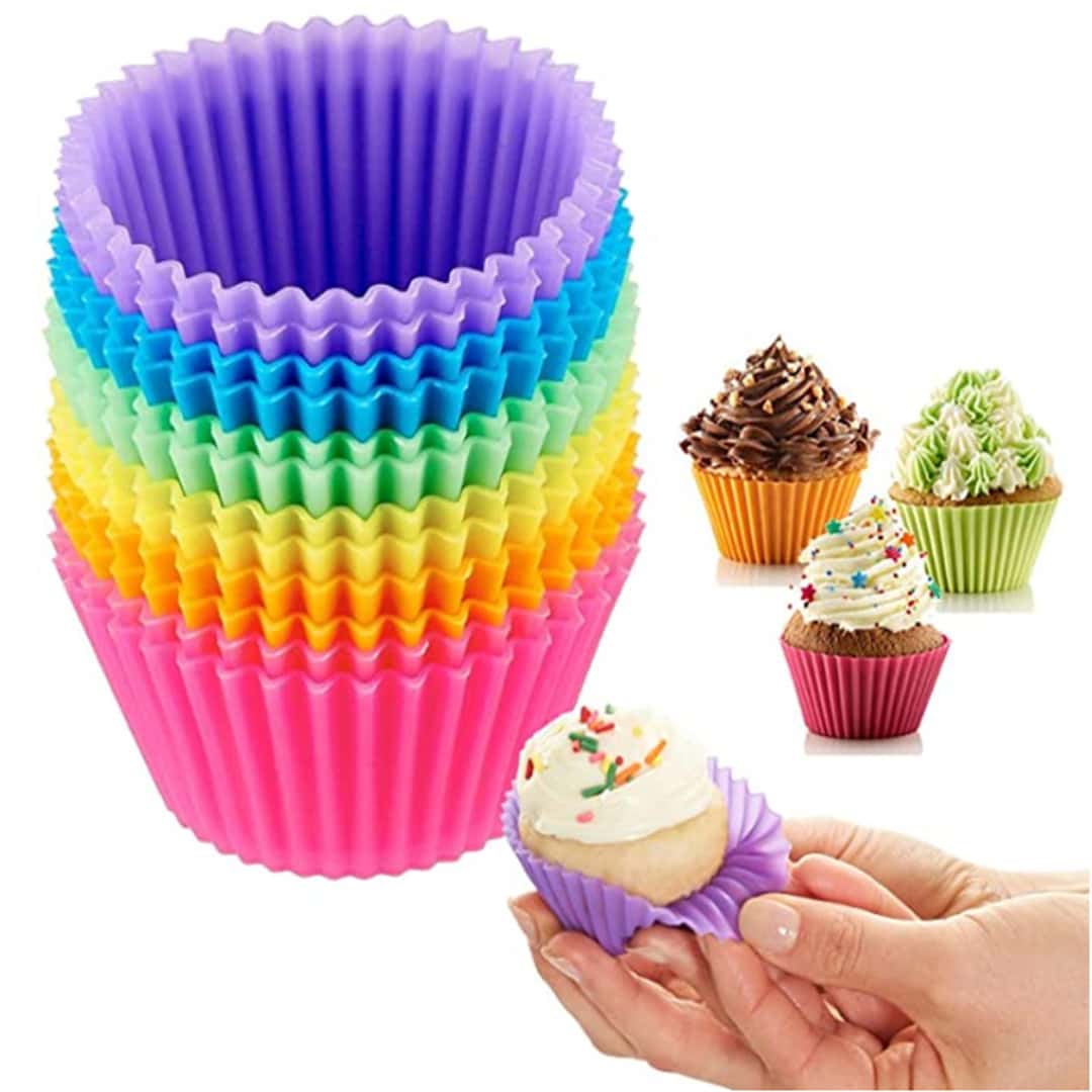 Colorful 7cm Silicone Muffin Cup Mold Set of 12