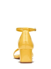 Round Women's Open Toe Mid Block Heels - Màu vàng - Xem 5