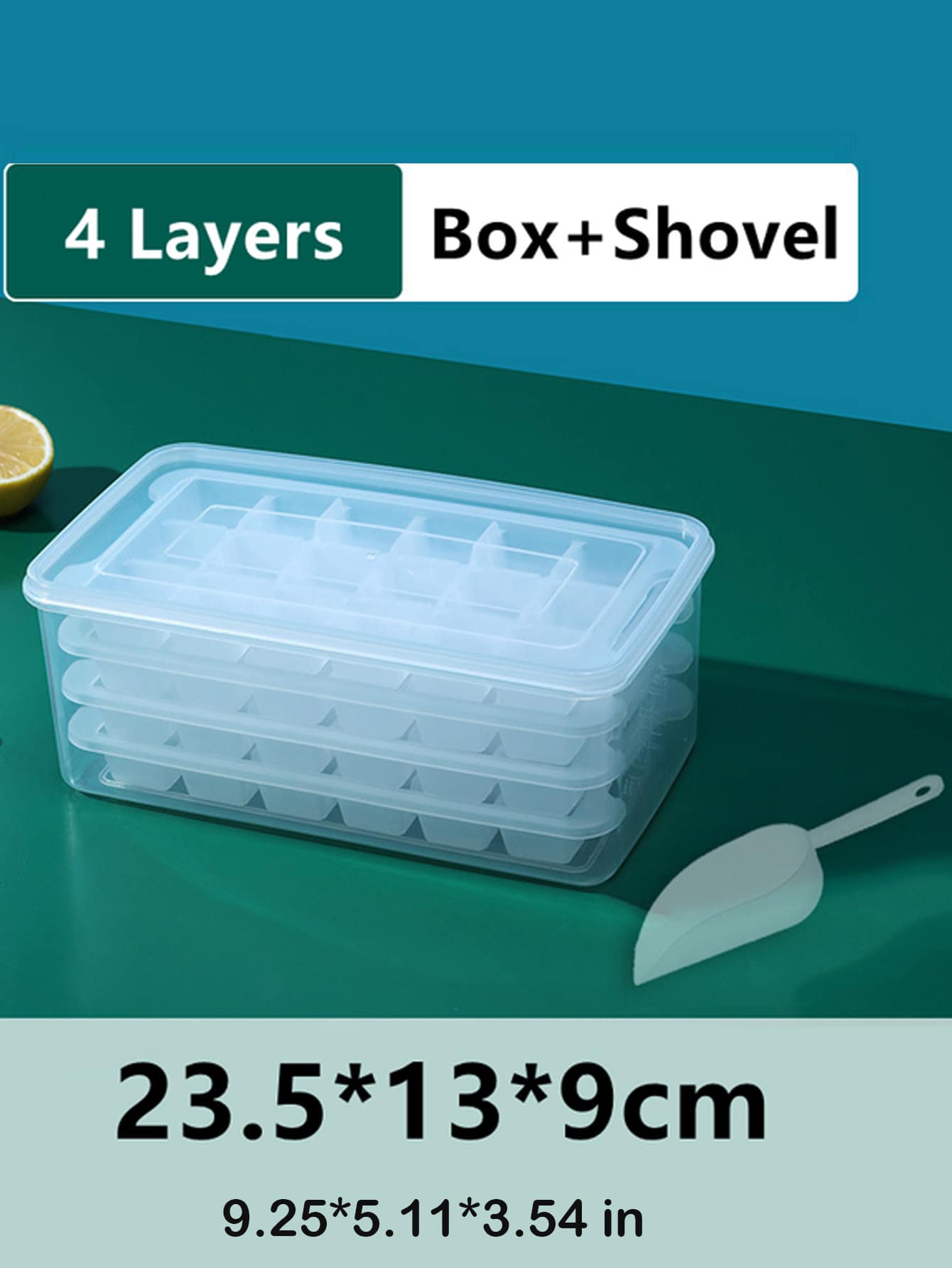 Ice Cube Trays And Storage Container Set With Shovel Lid, Stackable