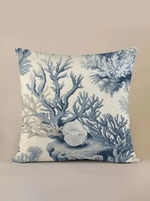 1pc Coral Pattern Single-Sided Printed Pillow Cover (Pillow Insert Not Included), Modern Style Polyester Super Soft Material Square Soft & Comfortable Decorative Cushion Cover, Suitable For Bedroom & Living Room Decor