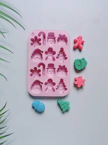 1入組 14 腔聖誕薑餅人巧克力蛋糕裝飾矽膠模具適用於DIY糖果、布丁、餅乾、烘焙 - 淡紫色 - 查看 1