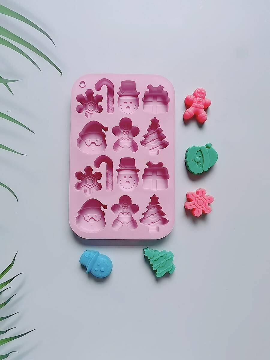 1入組 14 腔聖誕薑餅人巧克力蛋糕裝飾矽膠模具適用於DIY糖果、布丁、餅乾、烘焙 - 淡紫色 - 查看 1