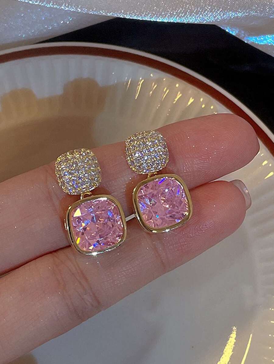 Pendientes con diseño de diamante de imitación