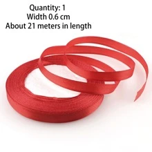 1 卷缎带，涤纶工艺装饰带，用于礼品包装、DIY（请注意，由于灯光和显示条件，可能会有轻微的色差） - 紅色 - 查看 2
