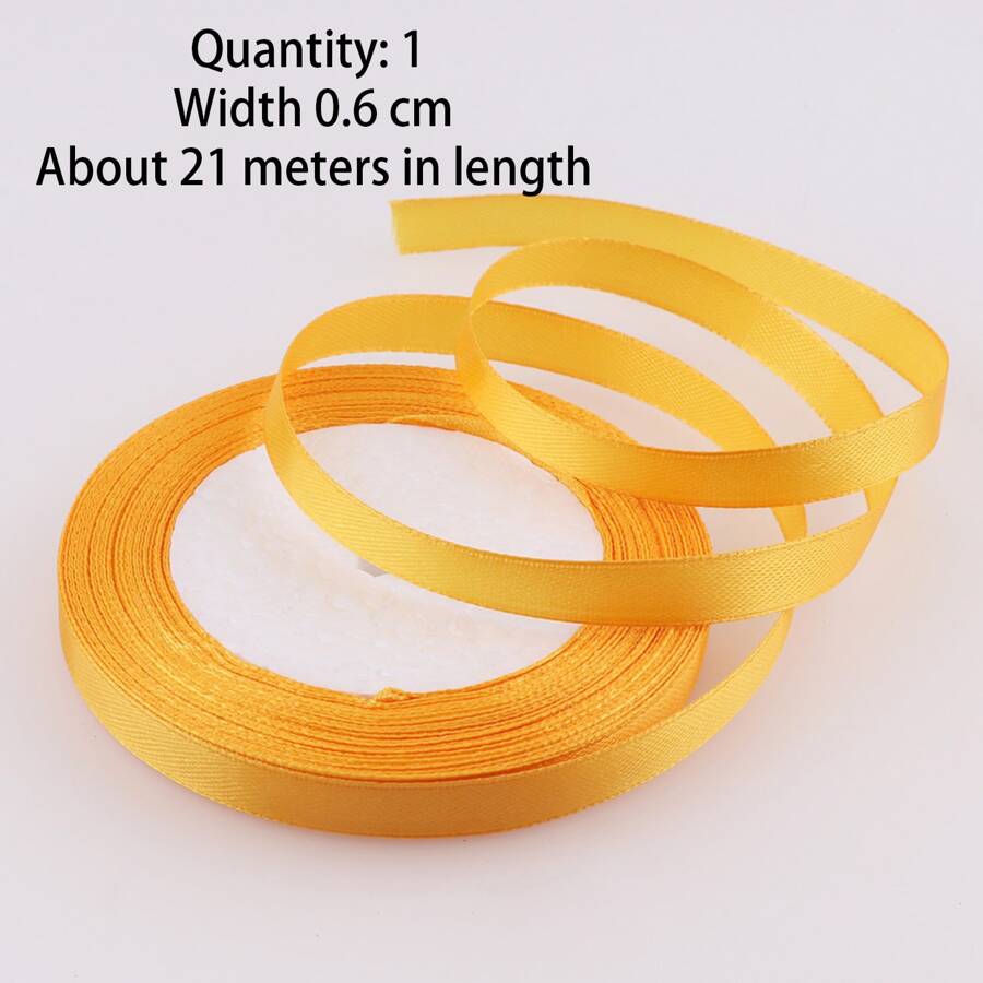 1 Roll Satin Ribbon, Polyester Decorative Ribbon For Gifts, DIY Crafts, Wrapping (Slight Color Difference May Exist Due To Lighting And Display Differences) - Gold - View 1