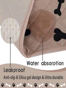 2pcs Strong Absorbent & Non-slip & Leakproof Pet Mat With Dog Paw & Bone Print, Beige