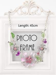 2pcs/set Exquisite Zirconia Flower Shaped Earrings And Necklace Set - Multicolor - View 4