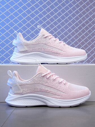 2024 Summer New Women Sports Shoes Anti-Slip Wear-Resistant Breathable Mesh Running Shoes Soft Sole Laced-Up Travel Shoes