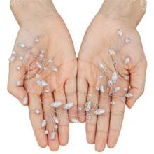 1 chiếc băng đô cài tóc cô dâu hình lá pha lê đính đá lấp lánh, phụ kiện tóc thanh lịch cho cô dâu và phù dâu, vương miện ngày Valentine. - Bạc - Xem 3