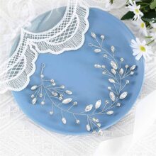 1 chiếc băng đô cài tóc cô dâu hình lá pha lê đính đá lấp lánh, phụ kiện tóc thanh lịch cho cô dâu và phù dâu, vương miện ngày Valentine. - Bạc - Xem 2