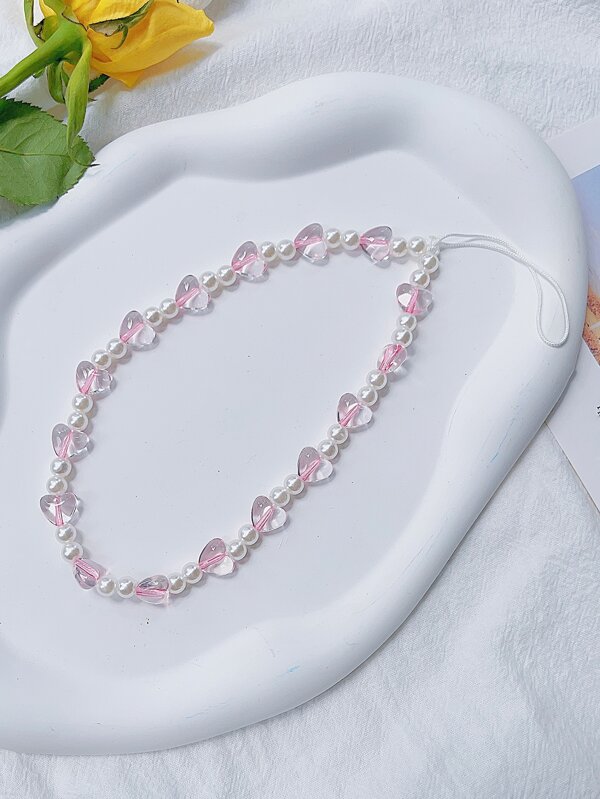 سلسلة هاتف مزينة بالخرز على شكل قلب عشوائي، هدية لعيد الأم، العائلة، الأصدقاء، عيد الميلاد، المناسبات، علاقة هاتف, سلسلة هاتف