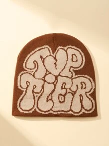 1 Mũ Dệt Kim Nữ Thêu Chữ 'the, Thích Hợp Để Mặc Ấm Áp Mùa Thu Đông, Đi Học - Nhiều màu - Xem 2