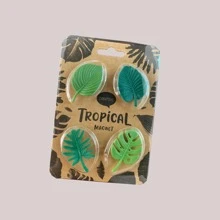 4pcs ABS Refrigerator Sticker, Modern Leaf Shaped Refrigerator Sticker For Home - Green - View 5