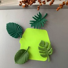 4pcs ABS Refrigerator Sticker, Modern Leaf Shaped Refrigerator Sticker For Home - Green - View 3