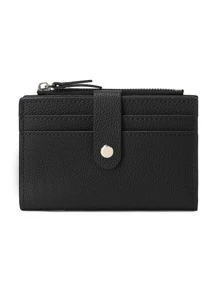 MIYIN And Ultra-Lightweight Card Bag Small Portable And Practical Snap-Fastener Zippered Coin Purse With Card Slot Solid Color Litchi Embossed PU Leather Card Bag Black Lightweight Portable Card ID Card White-Collar Workers For Female For Holiday For Anniversary For Birthday Gift Accessories Gift Casual Card Holder Wallet Business Card Holder Credit Card Holder Women For Women Mini Wallet Card Wallet - Black - View 6