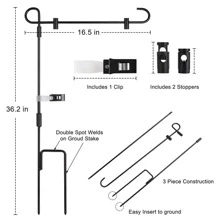可拆卸花園旗桿支架 - 黑色 - 查看 4