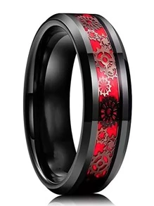 1 chiếc nhẫn thép không gỉ khắc tên theo yêu cầu, trang sức nhẫn đơn thời trang. - Đỏ - Xem 1