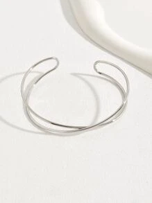 Un creativo brazalete abierto con diseño de cruz hueca, adecuado para fiestas de verano, fiestas de baile, bodas, vacaciones, festivales de música, Día de la Independencia, graduación y otras ocasiones. ¡Excelente idea de regalo! - Plateado - Ver 3