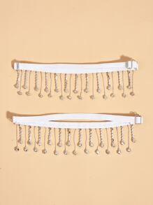 2件套女士水钻流苏弹力带装饰优雅腿链，适合派对晚宴礼服配饰，万圣节适用