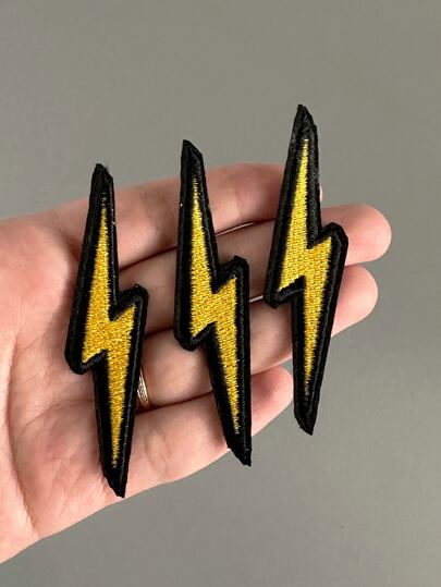 3 piezas Parche termoadhesivo rayo diseño ropa