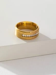 1片簡約風和個性化水鑽不銹鋼戒指適合男人及女人