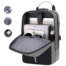 Shendy Vendy Mochila Antirrobo Laptop Impermeable con Puerto de Carga USB, Mochila escolar para portátil, Mochila Grande para Hombre Mujer - Gris - Ver 6