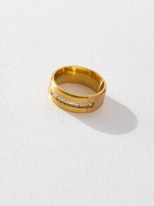 1片簡約風和個性化水鑽不銹鋼戒指適合男人及女人