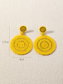 1雙波西米亞風格編織釘珠吊墜耳環,套裝適合旅行&派對 - 黃色 - 查看 4