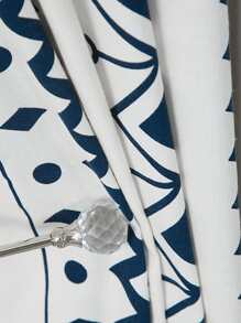 1入組波西米亞風格菱形棋盤格窗簾帶印花圖案和竿口袋設計 - 彩色 - 查看 5