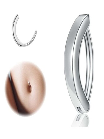 1pc Stainless Steel Belly Button Ring, Glossy, Unisex, Minimalist And Fashionable Body Piercing Jewelry