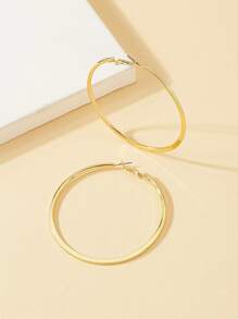 1 pair of simple C large earrings - Yellow Gold - View 2