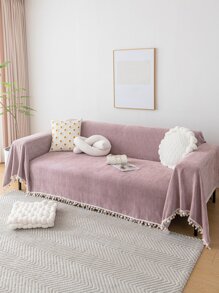 1入組人字形流蘇沙發蓋毯,適用於沙發保護 - 粉色 - 查看 5