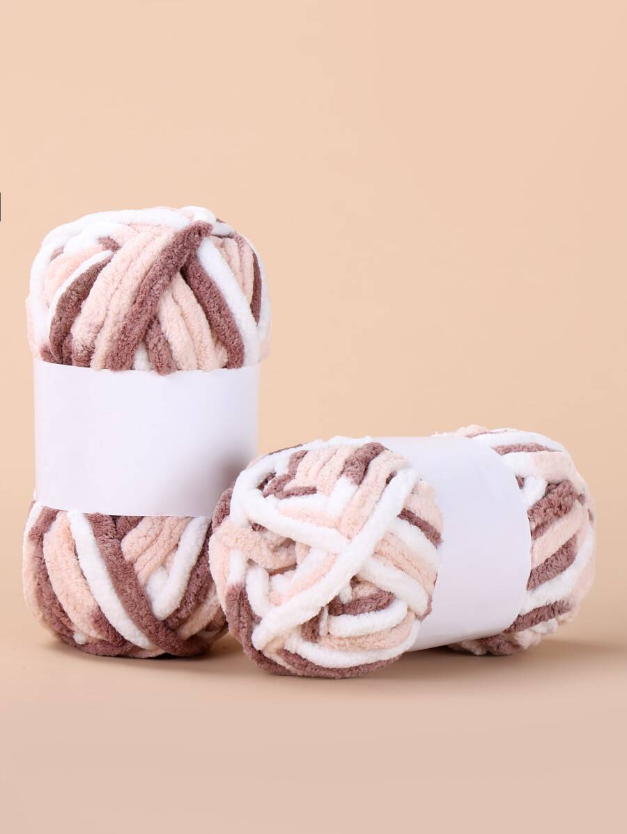 1 Roll Of Colorful Chunky Knitting Yarn, Hand-knitting Scarf Thread - Multicolor - View 1