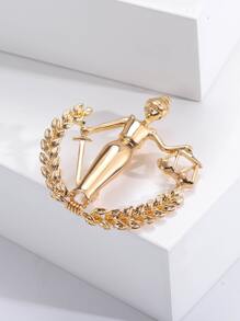 1入組時尚鋅合金星座胸針適合女士適用於裝飾用品禮品派對 - 金黃色 - 查看 3