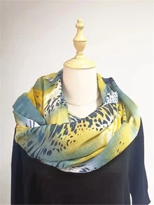 1條女士豹紋印花長款雪紡圍巾,適合日常穿著 - 彩色 - 查看 3