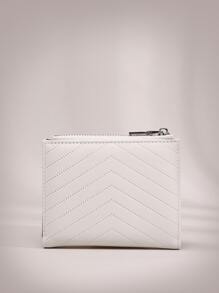 新款女士輕便多功能兩折短零錢包迷你皮夾卡包送給老師的禮物 - 白色 - 查看 3