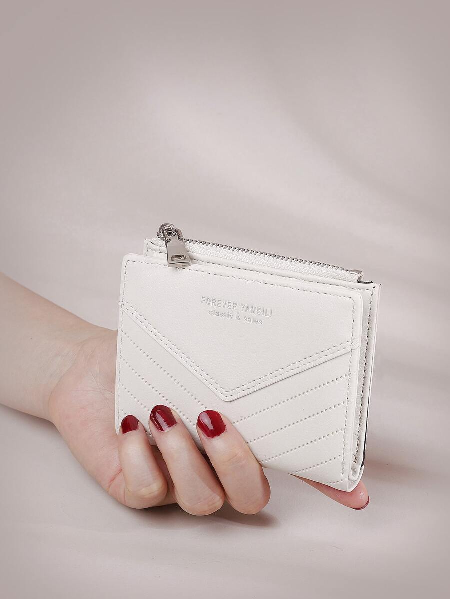 新款女士輕便多功能兩折短零錢包迷你皮夾卡包送給老師的禮物 - 白色 - 查看 1