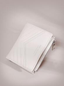 新款女士輕便多功能兩折短零錢包迷你皮夾卡包送給老師的禮物 - 白色 - 查看 4