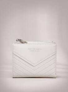 新款女士輕便多功能兩折短零錢包迷你皮夾卡包送給老師的禮物 - 白色 - 查看 2