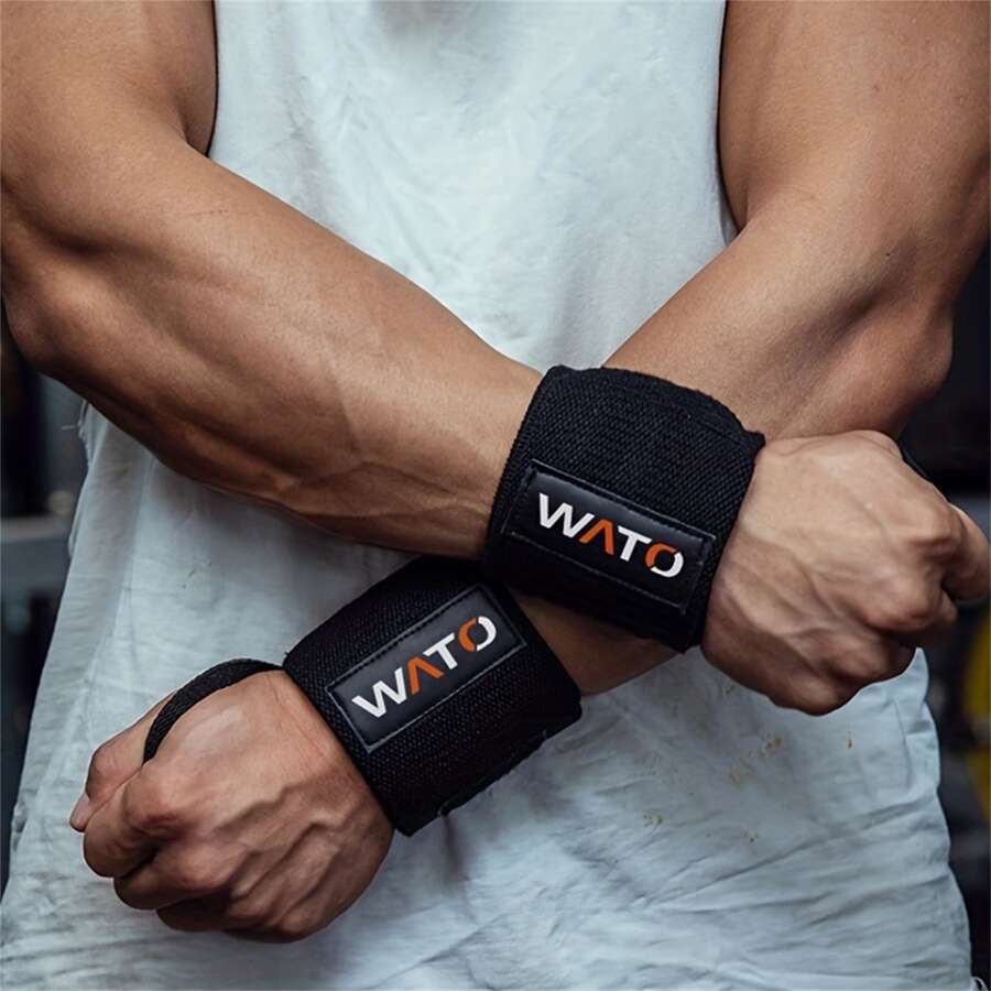 對帶拇指環的手腕帶 - 手腕支撐支架 - 男士和女士 - 舉重、運動量來找到、力量舉重、力量訓練纏繞加壓運動手腕支架健身腕帶、舉重助推器腰帶繃帶 19.69*3.15 英寸 - 黑色 - 查看 1