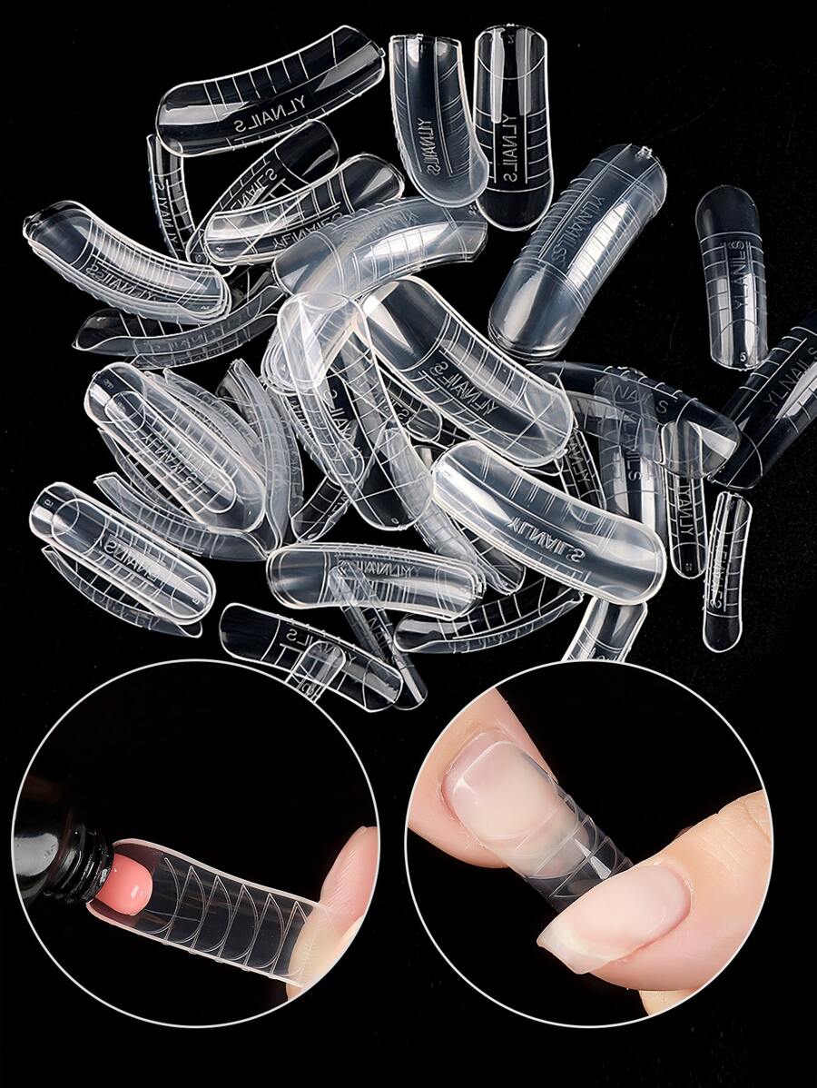 FULL BEAUTY 60pcs Dual Nail Form Set Clear Gel Nail Extension Mold 12