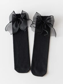 1pair Solid Color 3d Butterfly Shaped Straight Kid's Socks