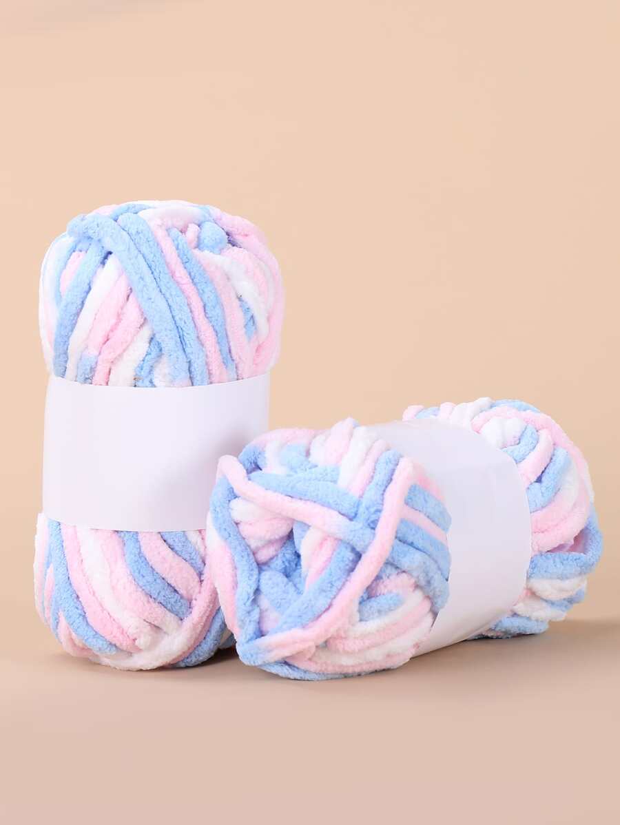 1卷粗彩色針織紗,手工編織圍巾纱线 - 彩色 - 查看 1