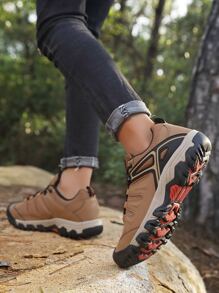 男士字母圖案前繫帶遠足運動戶外運動鞋 - 棕色 - 查看 3