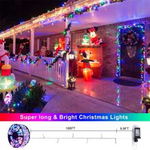 KBO JMEXSUSS 168FT 600 LED Christmas Decor Lights - 8 Modes Multicolor Outdoor/Indoor Waterproof Plug-In Party Holiday Decorations - Multicolor - View 4