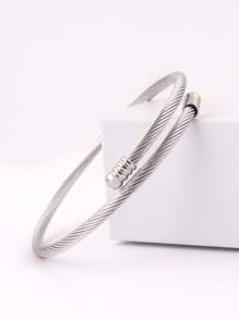 Pulsera trenzada de alambre de acero versátil de moda de 1 pieza con diseño expandible
