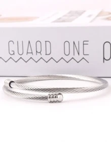 Pulsera trenzada de alambre de acero versátil de moda de 1 pieza con diseño expandible