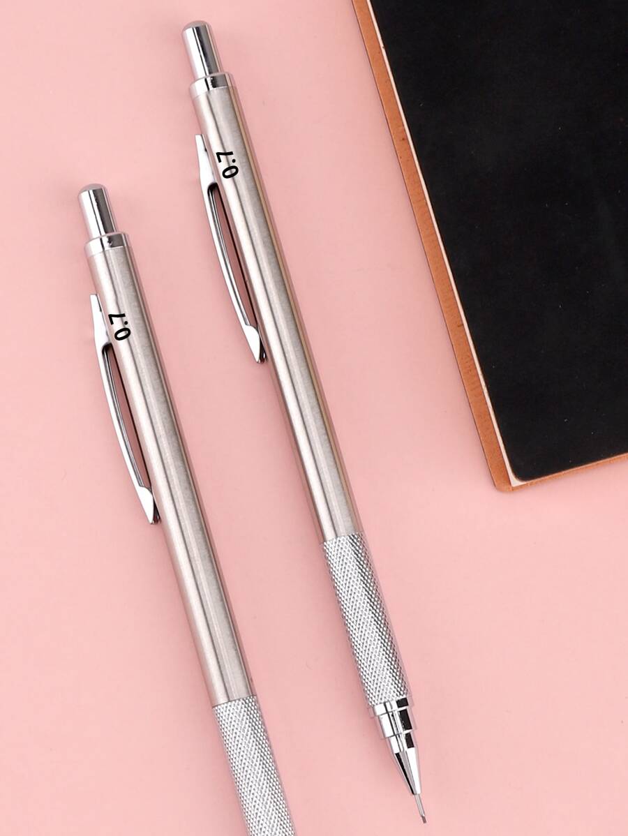 1pc Metal Mechanical Pencil 0.5/0.7mm HB Leads Replaceable Refills Art Writing Drafting Drawing Home School Supplies