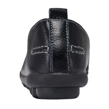 女性皮革樂福鞋舒服的平底鞋 - 黑色 - 查看 4